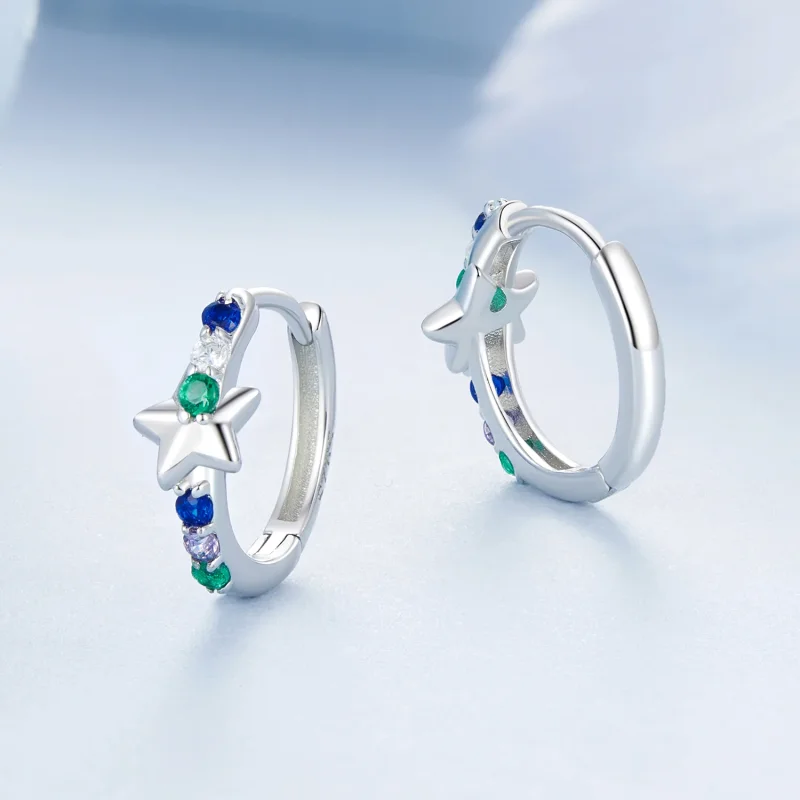 (immagine per) Orecchini a forma di stella colorata stile PANDORA - BSE1048 - Visualizza 3