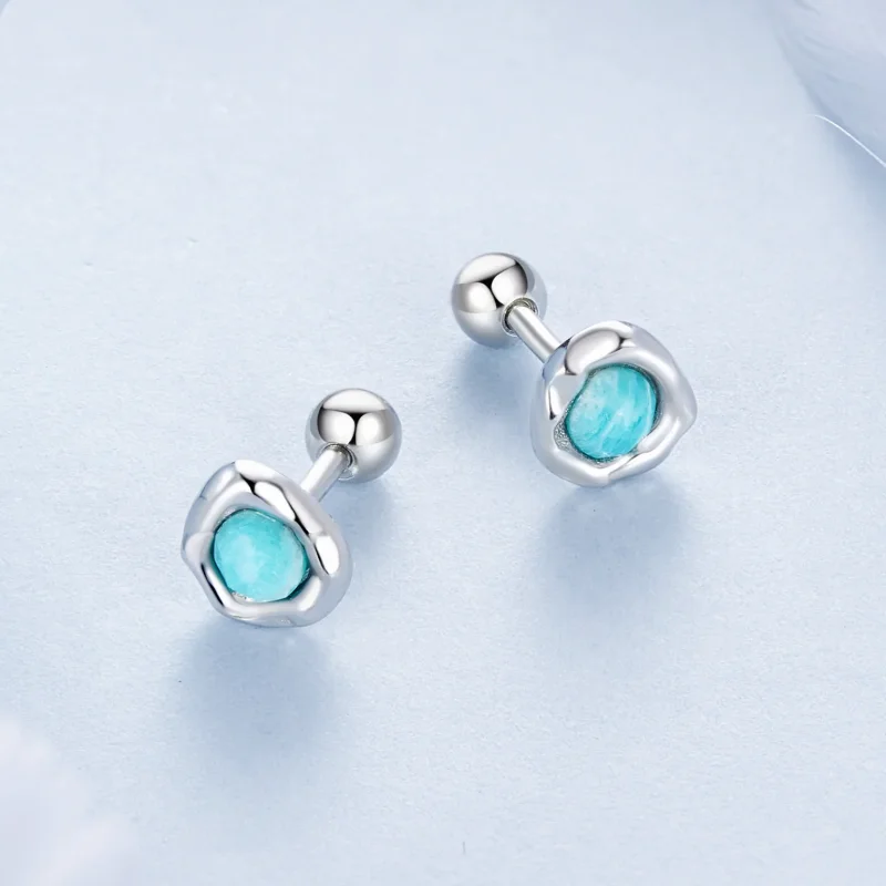 (immagine per) Orecchini in Amazzonite stile PANDORA - BSE1056 - Visualizza 3