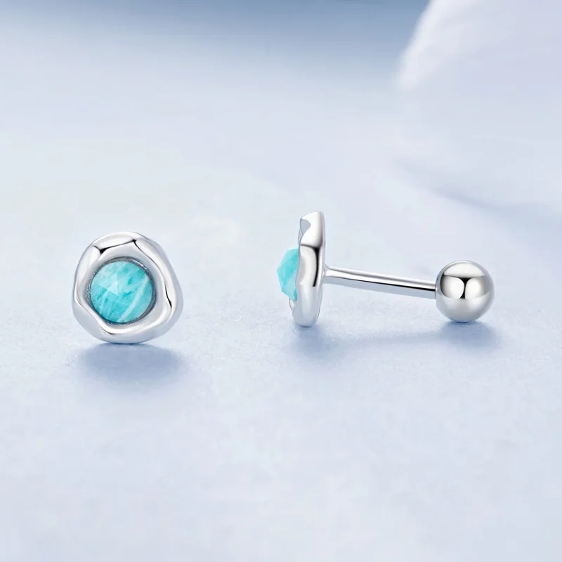 (immagine per) Orecchini in Amazzonite stile PANDORA - BSE1056 - Visualizza 4