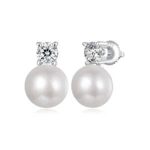 (immagine per) Orecchini in moissanite con perle naturali stile PANDORA da 0,5 ct - MSE042-L