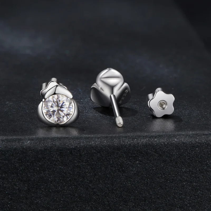 (immagine per) Orecchini Moissanite Rose in stile PANDORA (con un certificato) - MSE071 - Visualizza 2