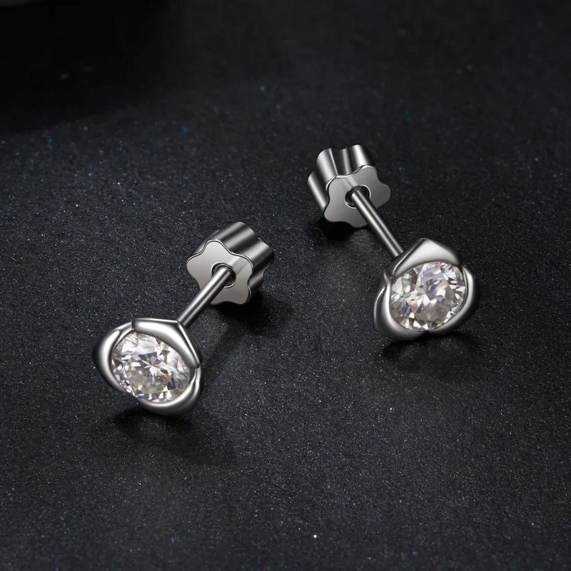 (immagine per) Orecchini Moissanite Rose in stile PANDORA (con un certificato) - MSE071 - Visualizza 3
