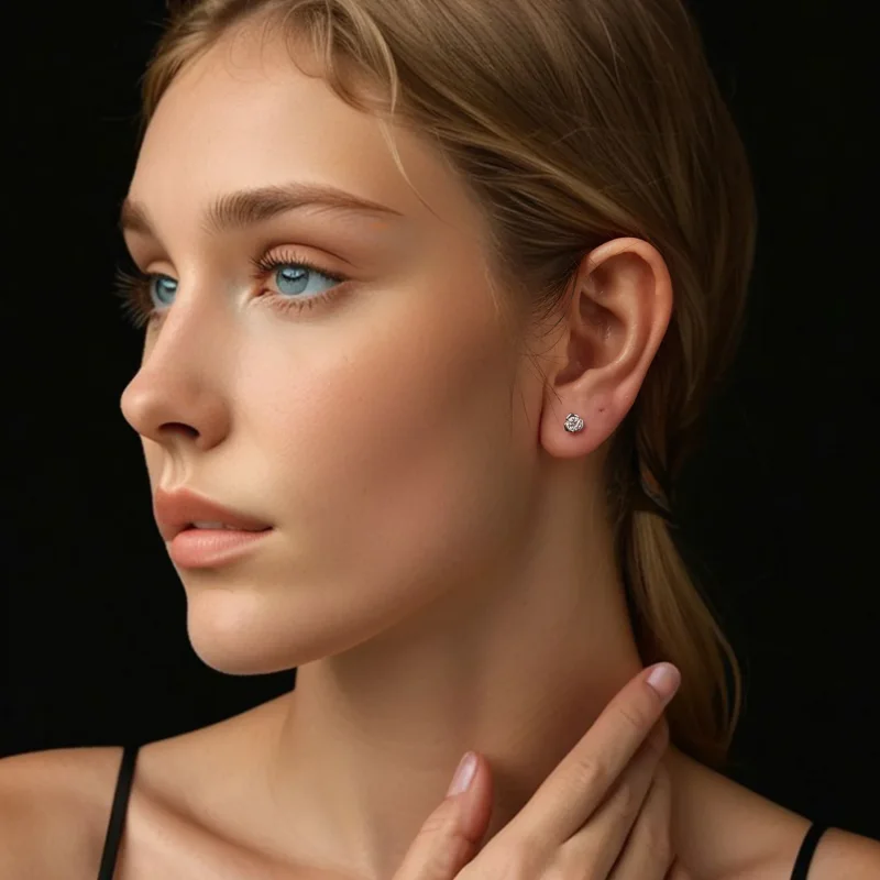 (immagine per) Orecchini Moissanite Rose in stile PANDORA (con un certificato) - MSE071 - Visualizza 7