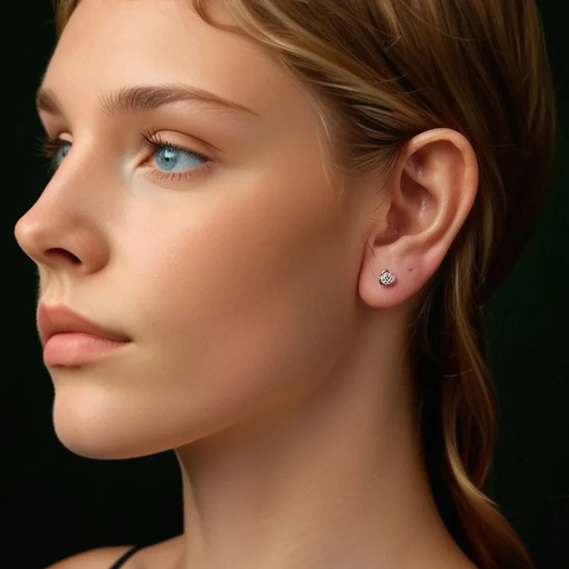 (immagine per) Orecchini Moissanite Rose in stile PANDORA (con un certificato) - MSE071 - Visualizza 8
