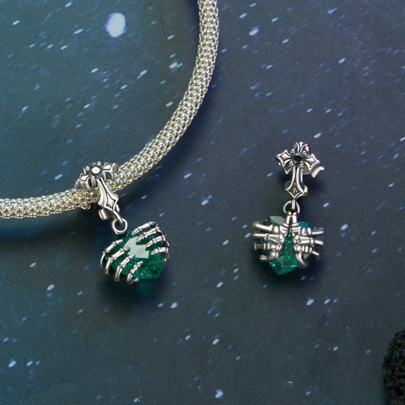 (immagine per) Pendente a forma di cuore con teschio in stile PANDORA - BSC1061 - Visualizza 5