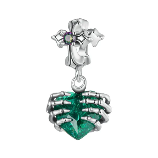 (immagine per) Pendente a forma di cuore con teschio in stile PANDORA - BSC1061