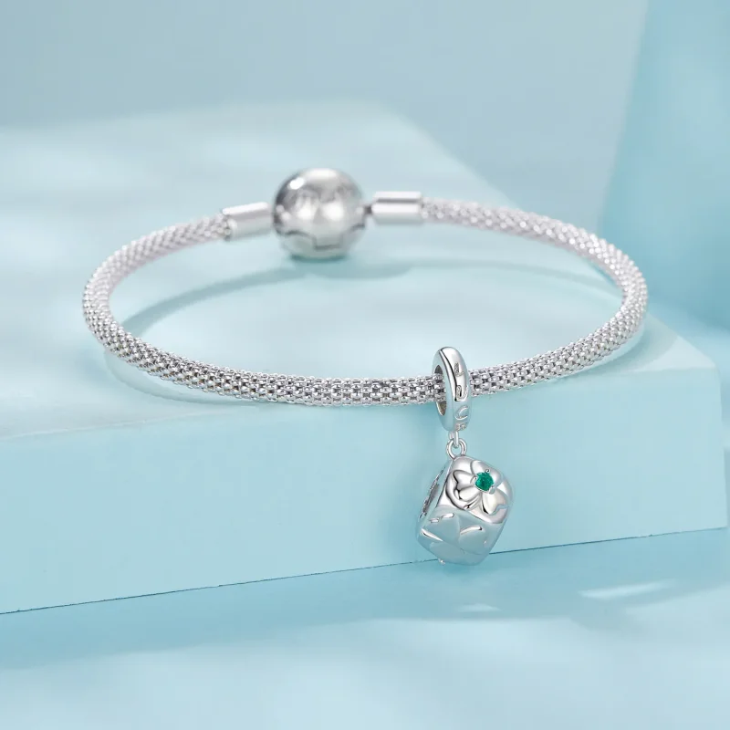 (immagine per) Pendente a forma di dado con quadrifoglio stile PANDORA - SCC2839 - Visualizza 4