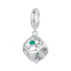 (immagine per) Pendente a forma di dado con quadrifoglio stile PANDORA - SCC2839