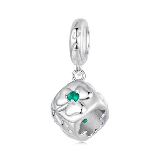 (immagine per) Pendente a forma di dado con quadrifoglio stile PANDORA - SCC2839