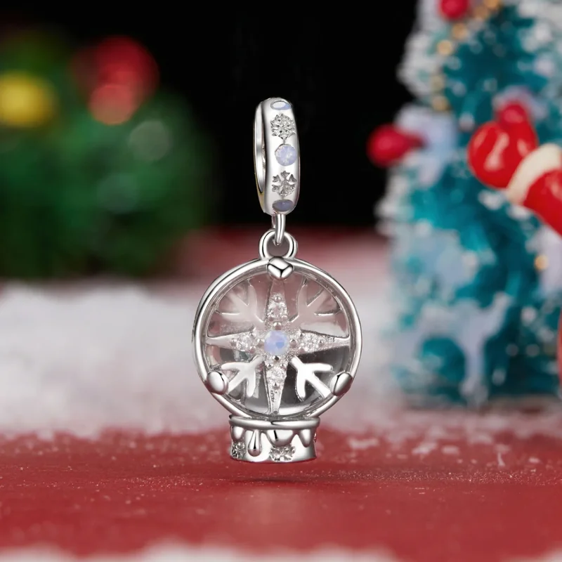 (immagine per) Pendente a forma di palla di cristallo con fiocco di neve di Natale in stile PAN - Visualizza 2