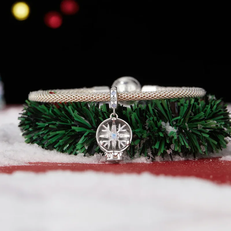 (immagine per) Pendente a forma di palla di cristallo con fiocco di neve di Natale in stile PAN - Visualizza 3