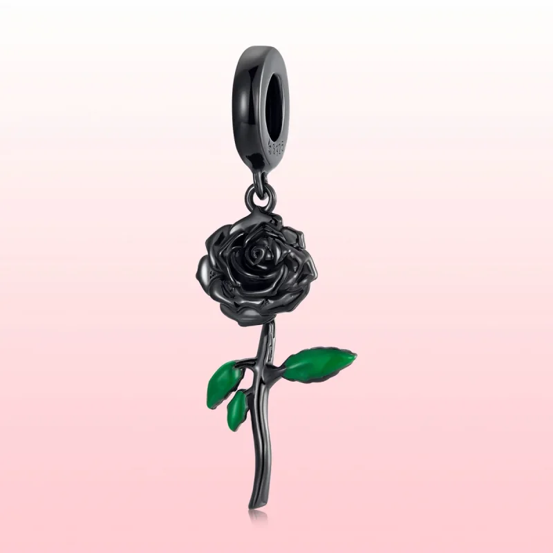 (immagine per) Pendente in stile PANDORA con rosa nera - BSC584 - Visualizza 4