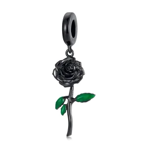 (immagine per) Pendente in stile PANDORA con rosa nera - BSC584