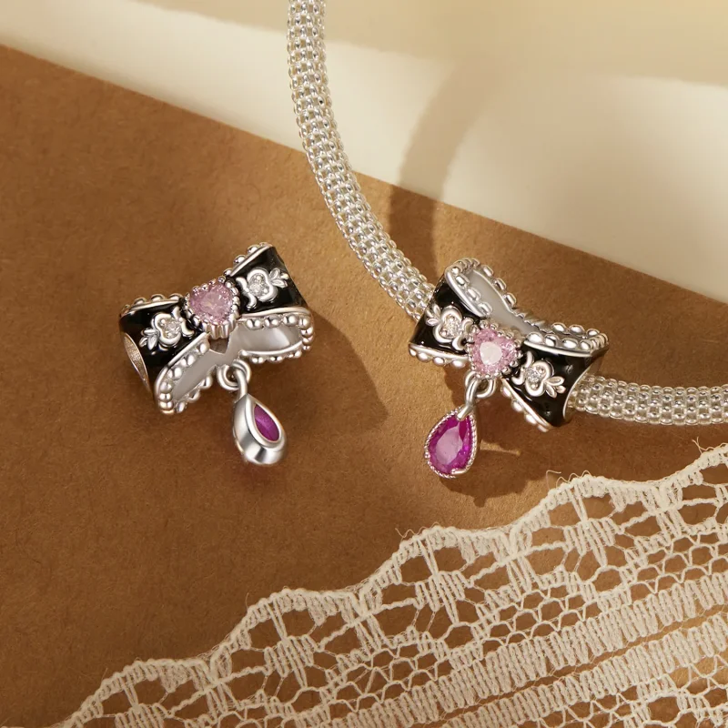 (immagine per) Perline a fiocco romantico stile PANDORA - BSC1055 - Visualizza 5