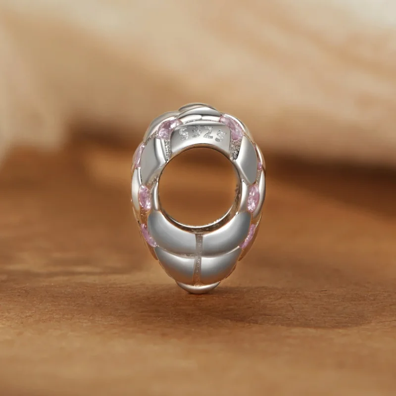 (immagine per) Perline a forma di cuore con diamanti rosa stile PANDORA - BSC1054 - Visualizza 3
