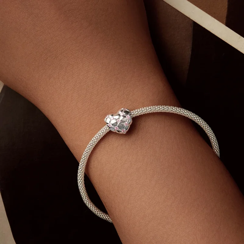 (immagine per) Perline a forma di cuore con diamanti rosa stile PANDORA - BSC1054 - Visualizza 6