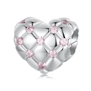 (immagine per) Perline a forma di cuore con diamanti rosa stile PANDORA - BSC1054