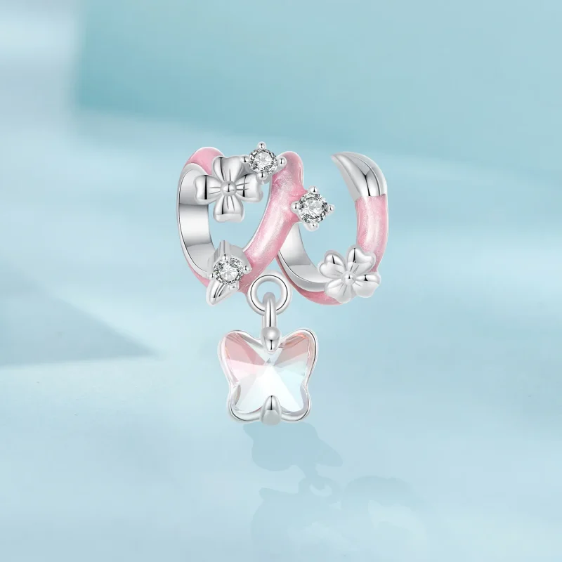 (immagine per) Perline a forma di farfalla con fiore in stile PANDORA - SCC2828 - Visualizza 2