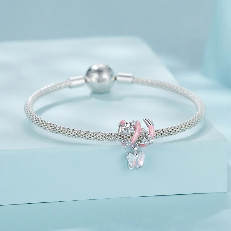 (immagine per) Perline a forma di farfalla con fiore in stile PANDORA - SCC2828 - Visualizza 4