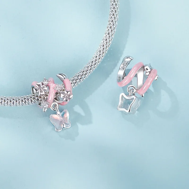 (immagine per) Perline a forma di farfalla con fiore in stile PANDORA - SCC2828 - Visualizza 5