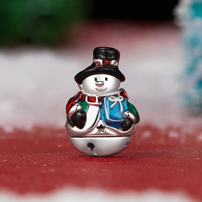 (immagine per) Perline di Natale con campanella a forma di pupazzo di neve in stile PANDORA - S - Visualizza 2