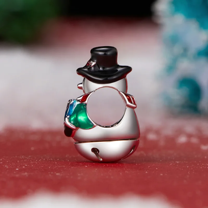 (immagine per) Perline di Natale con campanella a forma di pupazzo di neve in stile PANDORA - S - Visualizza 3