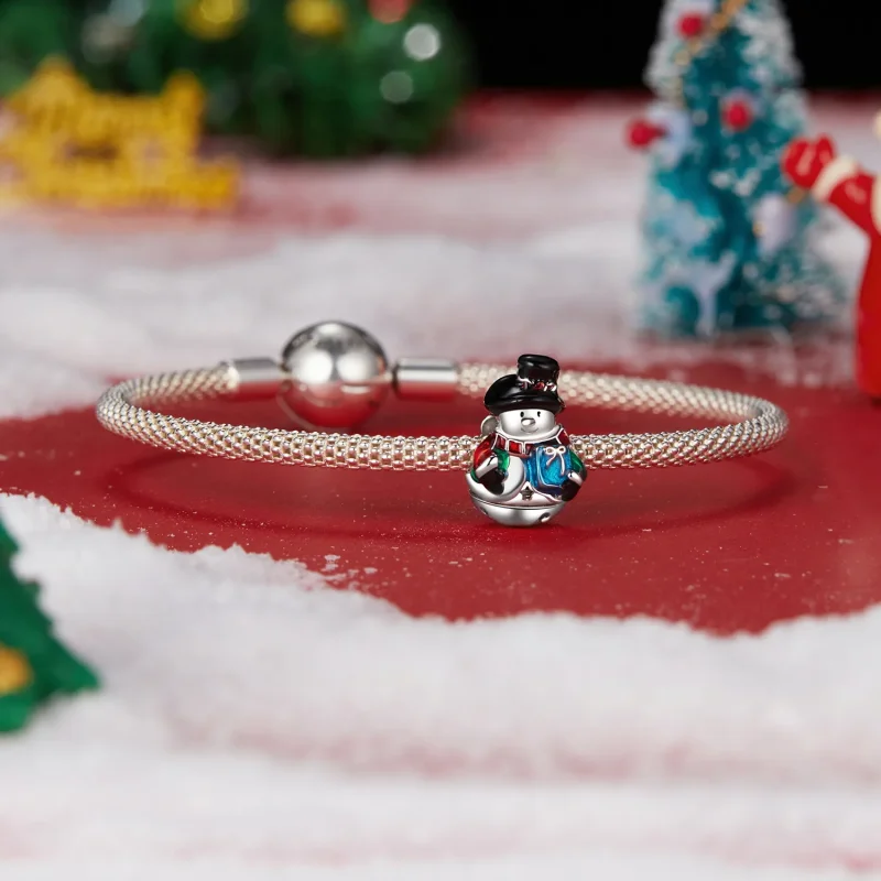 (immagine per) Perline di Natale con campanella a forma di pupazzo di neve in stile PANDORA - S - Visualizza 5