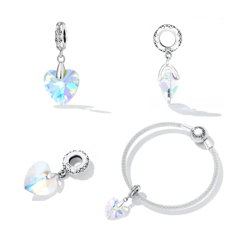 (immagine per) Perline in vetro a forma di cuore stile PANDORA - BSC602 - Visualizza 2