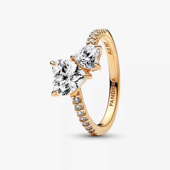 (immagine per) Anello Pandora Doppio Cuore Scintillante - 161198C01