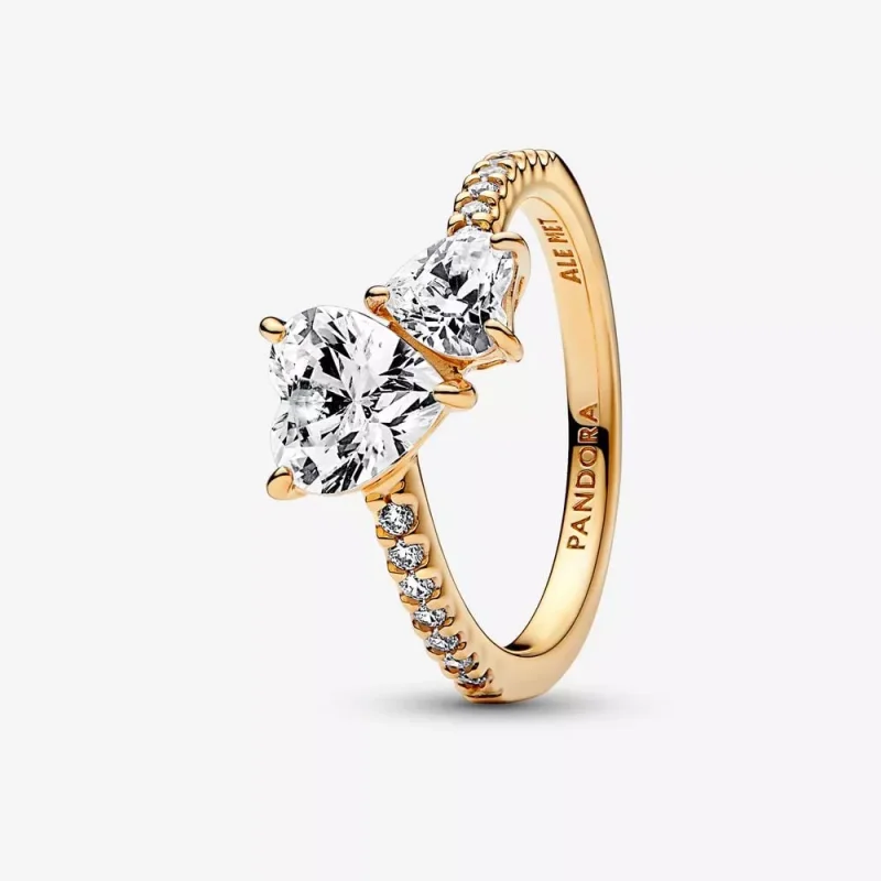 (immagine per) Anello Pandora Doppio Cuore Scintillante - 161198C01