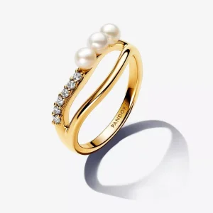 (immagine per) Anello Pandora Linea Sinuosa con Perle d’Acqua Dolce Coltivate e Pavè - 163258C01