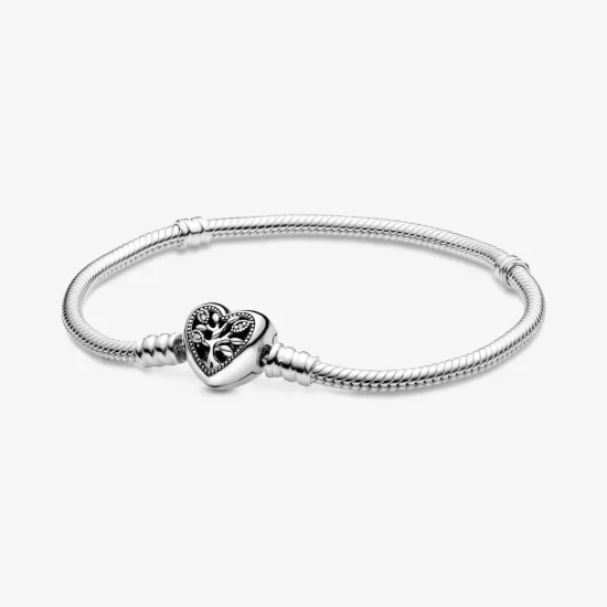 (immagine per) Bracciale Pandora Moments Albero della famiglia con maglia snake e chiusura a cuore - 598827C01