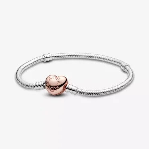 (immagine per) Bracciale Pandora Moments con catena a serpente e chiusura a cuore - 580719