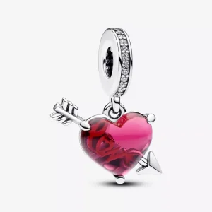 (immagine per) Charm Pandora Pendente Cuore con Freccia Vetro di Murano - 793085C01