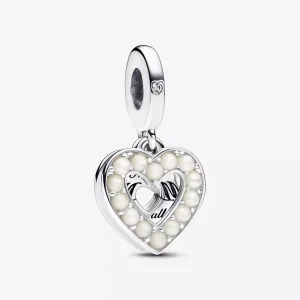 (immagine per) Charm Pandora Pendente Doppio Cuore con Perle d’Acqua Dolce Coltivate - 792649C01
