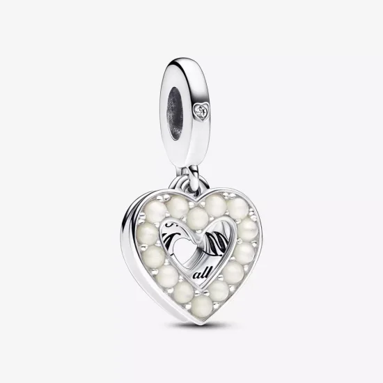(immagine per) Charm Pandora Pendente Doppio Cuore con Perle d’Acqua Dolce Coltivate - 792649C01