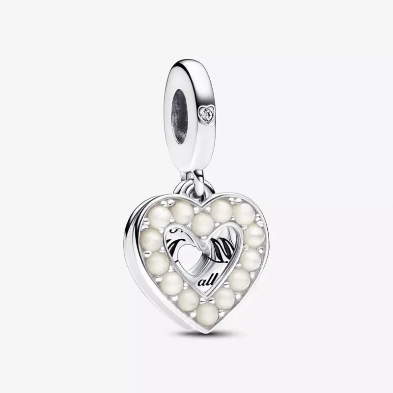 (immagine per) Charm Pandora Pendente Doppio Cuore con Perle d’Acqua Dolce Coltivate - 792649C01