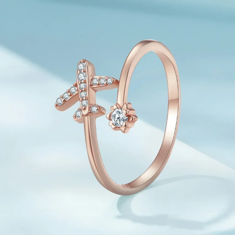 (immagine per) Anello aperto a distanza in stile Pandora in oro rosa - SCR623-C - Visualizza 2