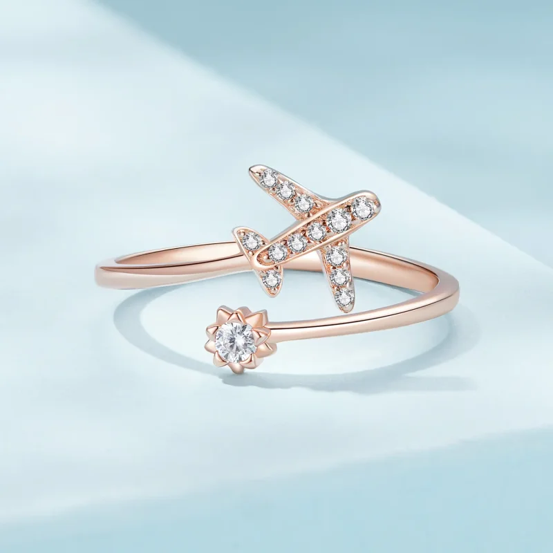 (immagine per) Anello aperto a distanza in stile Pandora in oro rosa - SCR623-C - Visualizza 3