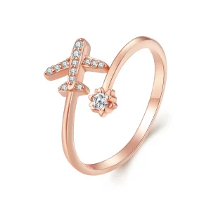 Anello aperto a distanza in stile Pandora in oro rosa - SCR623-C (immagine per) Anello aperto a distanza in stile Pandora in oro rosa - SCR623-C