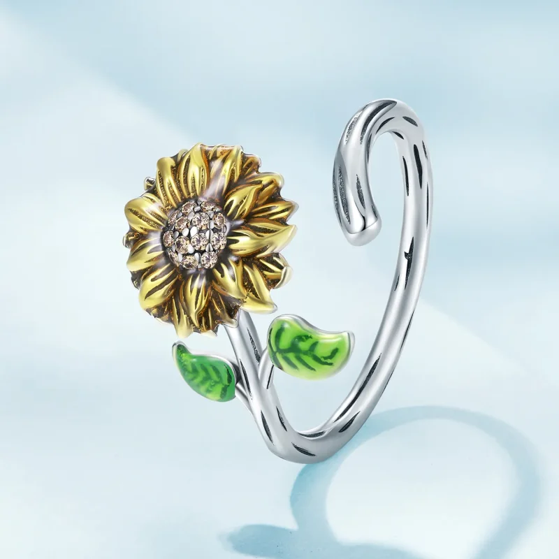 (immagine per) Anello aperto a forma di girasole in stile Pandora - SCR934 - Visualizza 2