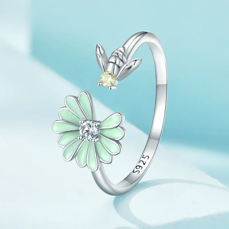 (immagine per) Anello aperto a forma di margherita con ape nello stile di Pandora - SCR929 - Visualizza 2