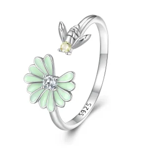 (immagine per) Anello aperto a forma di margherita con ape nello stile di Pandora - SCR929