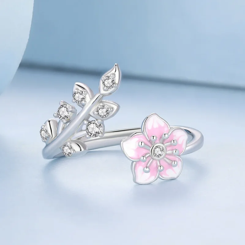 (immagine per) Anello aperto con fiori di ciliegio stile Pandora - BSR438 - Visualizza 3