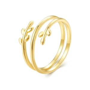 (immagine per) Anello aperto in stile Pandora placcato in oro con cerchi di foglie - SCR755-B