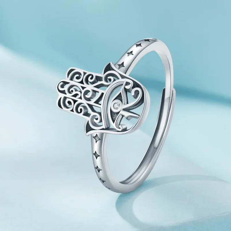 (immagine per) Anello aperto stile Pandora con mano di Fatima - SCR938 - Visualizza 2