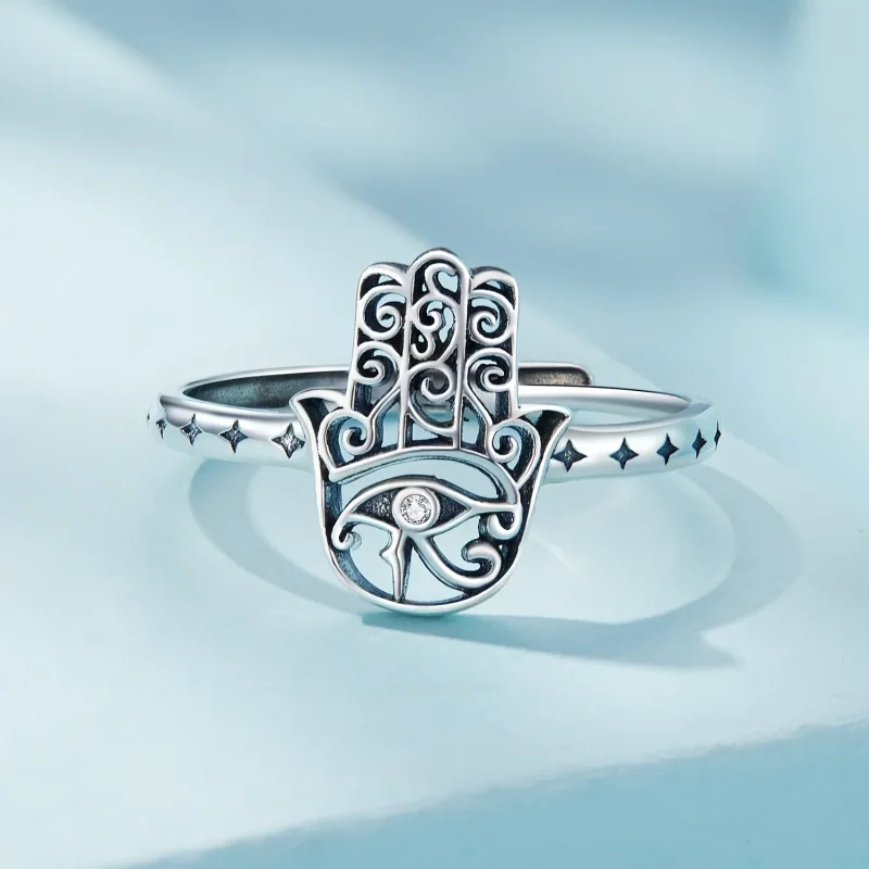 (immagine per) Anello aperto stile Pandora con mano di Fatima - SCR938 - Visualizza 3