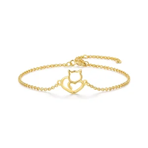(immagine per) Braccialetto placcato in oro con grazioso stile Pandora a forma di gatto - SCB102-B