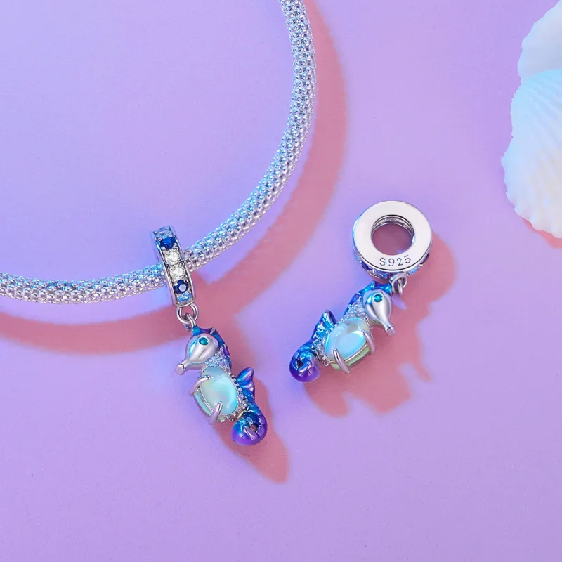 (immagine per) Ciondolo Charm di grande bellezza stile Pandora con cavalluccio marino - BSC850 - Visualizza 4