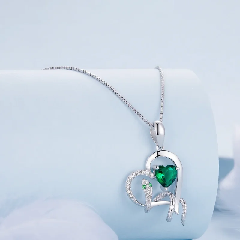 (immagine per) Collana stile Pandora con esclusivo serpente che si avvolge a forma di cuore - B - Visualizza 2